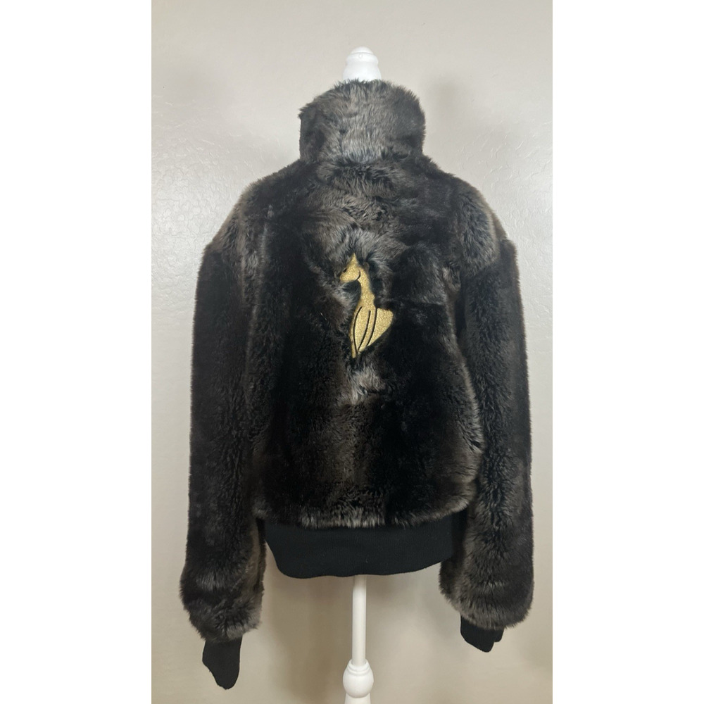 Vintage Y2K Baby Phat Jacket Womens Size XL Faux Fur Coat Brown Button Up RARE